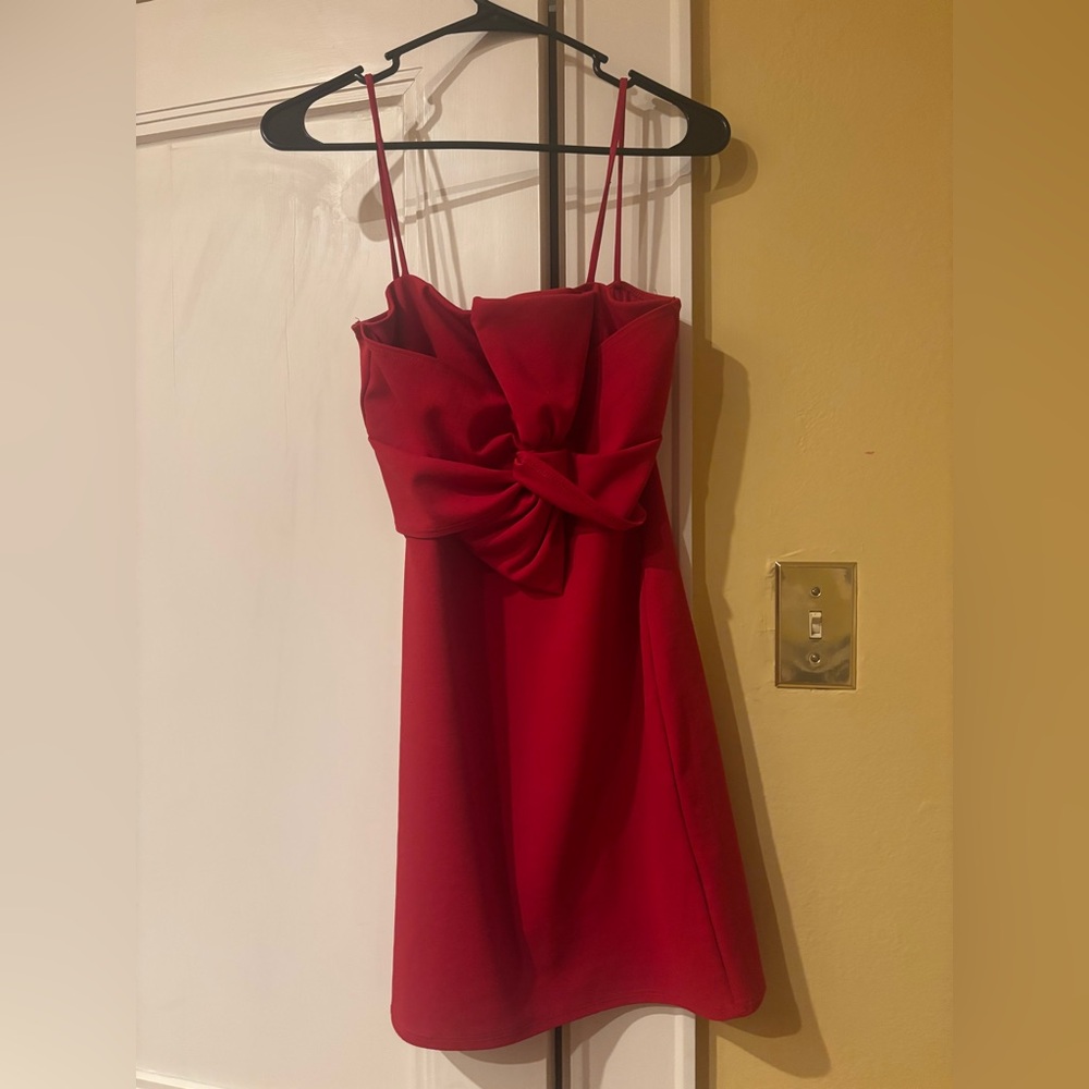 Elegant Red Bow Dress